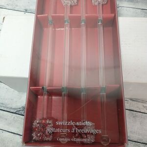 Pier 1 Imports Christmas Tree Glass Swizzle Sticks . Condition is New.